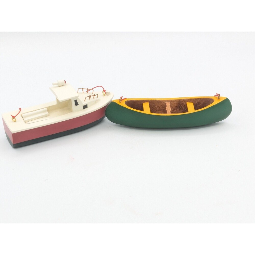 Authentic Models AM Wooden Boat Christmas Ornaments Green Tree Canoe Lobster... - Picture 6 of 9